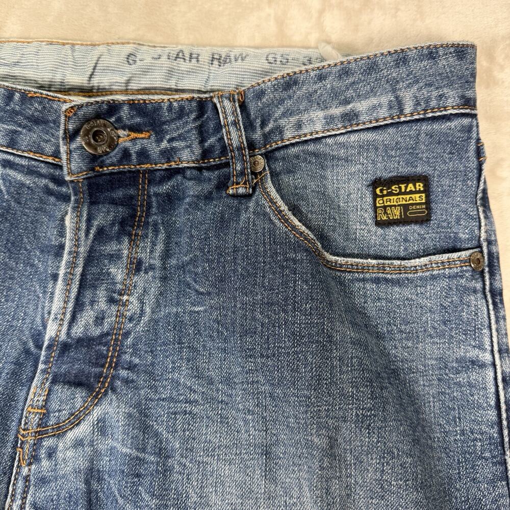 G-Star RAW Jeans GS 3301 Blue Low Rise Straight Button Fly Y2K Men's Size 34x32 - Picture 2 of 10